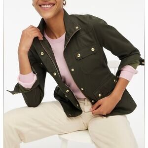 J.Crew Women's Field Mechanic Jacket M Olive Green Utility Military Cargo Coat